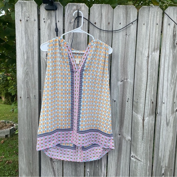 Saint Tropez West Geometric Floral Blouse - Yellow and Pink - Picture 2 of 4